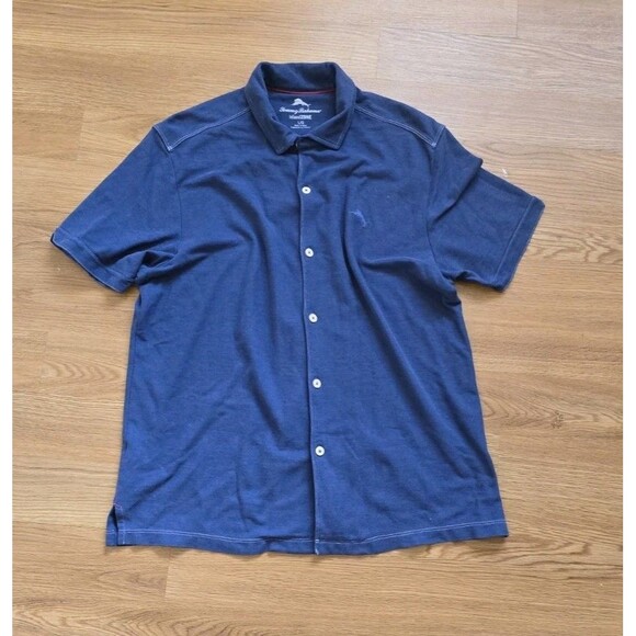 Tommy Bahama Costa Wave IslandZone Camp Shirt Mens Large Blue Performance - Picture 8 of 9